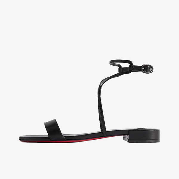 Fashionable Black Calf Leather Sandal