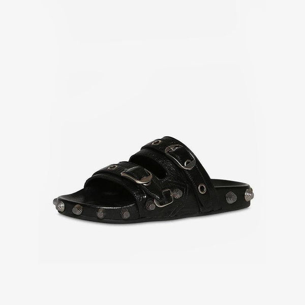 Black Open Toe Rivets Sandals
