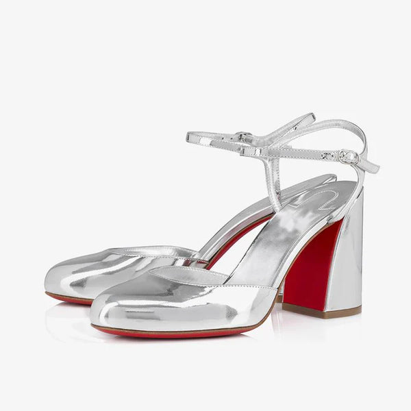 Silver Mirro-Effect Leather Pump
