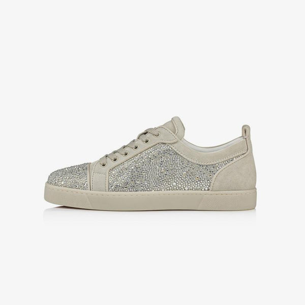 Beige Rhinestone Strass Suede Sneakers