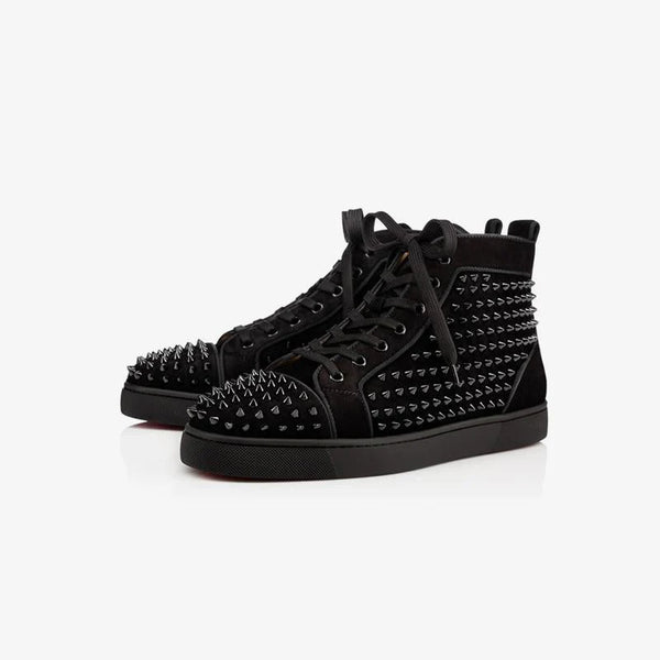 Spikes Black Calkf Suede High-top Sneakers