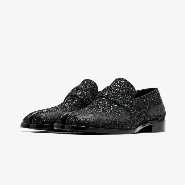 Laminated Leather Split-toe Loafers