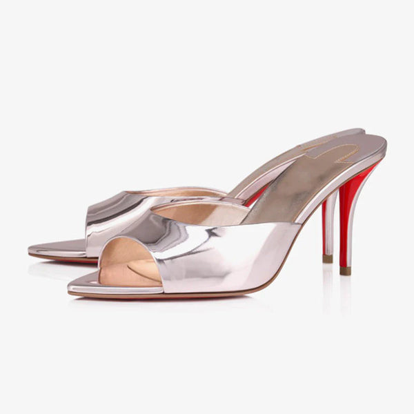 Vintage Rose Lamé Leather Peep-Toe Pumps