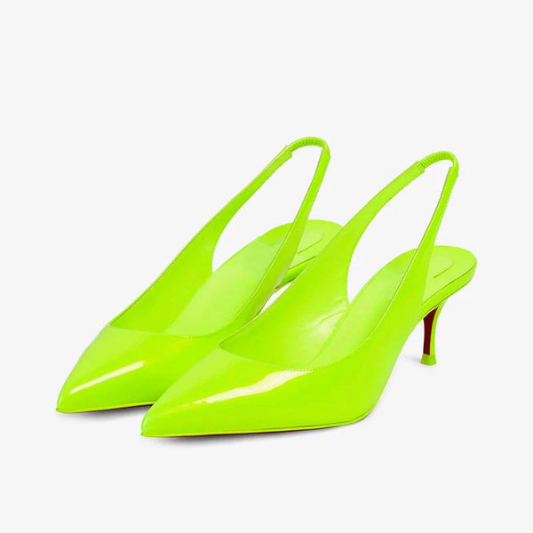 Fluo Green Patent Leather Slingback Pump