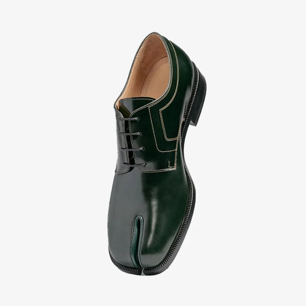 Classic Dark Green Split-toe Laced Brogue Shoes