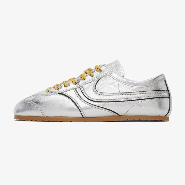 Silver Metallic Low-Top Sneakers