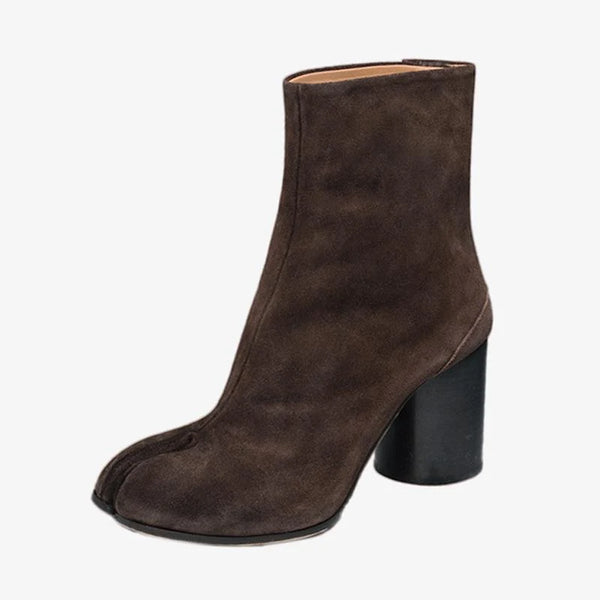 Suede Split-Toe Ankle Boots