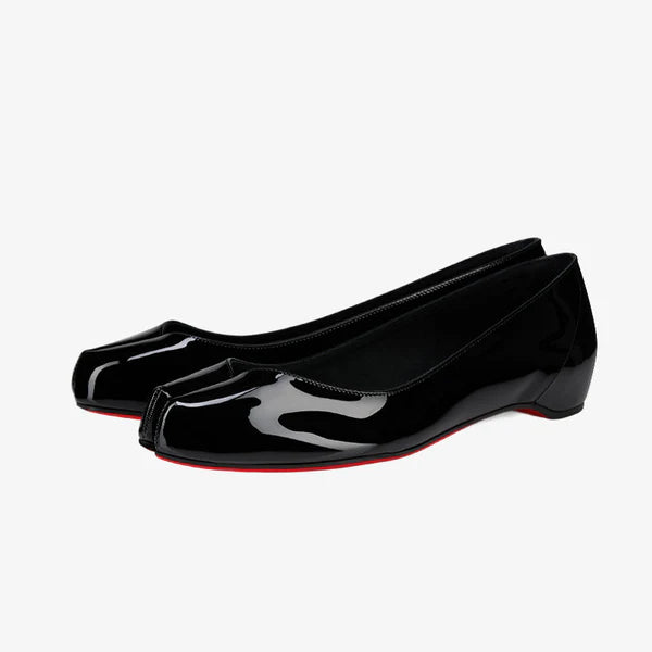 Black Patent Leather Split-Toe Flats