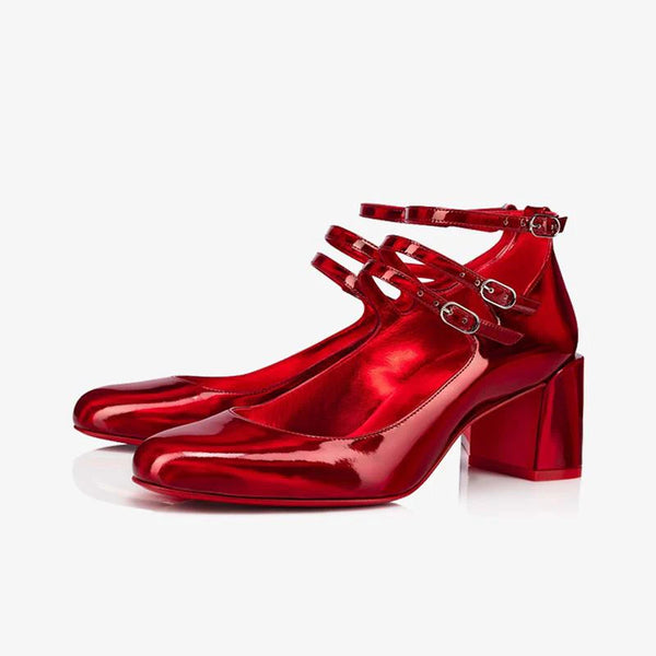 Patent Leather Pumps with Choker 55mm