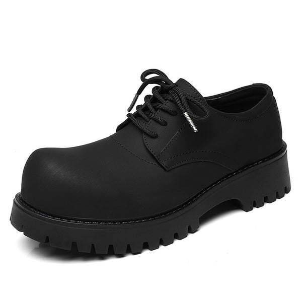Men's black matte leather derby shoes