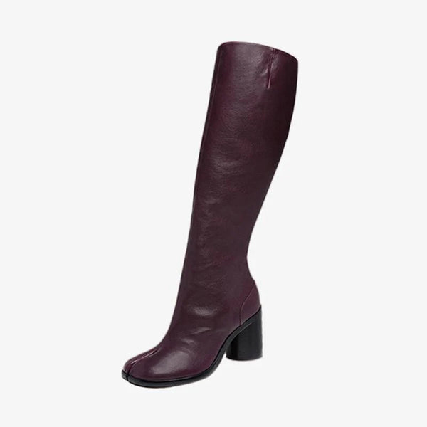 Vintage Leather Split-toe Knee-High Boots