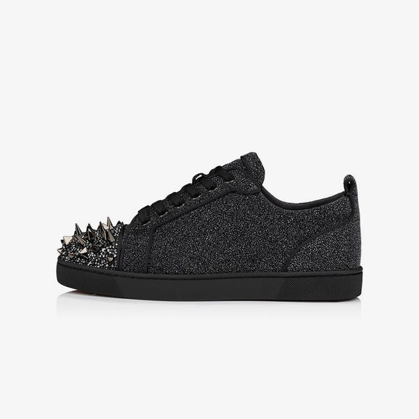 Studded Glitter Calf Leather Sneakers