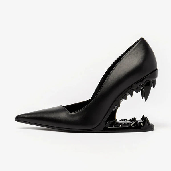 All-Black Sculpted Heel Pumps
