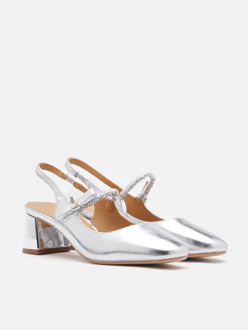 Pearl buckle Mary Jane high heels
