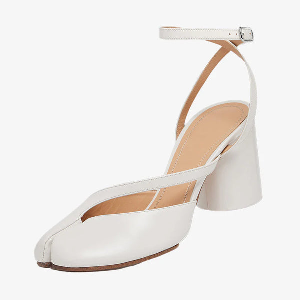 Leather Split-toe Cut-Out High heels