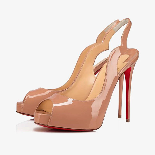 Nude Patent Leather Pumps with 120mm Heel