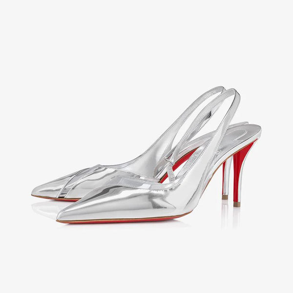 Elegant Silver Metallic Slingback Pump