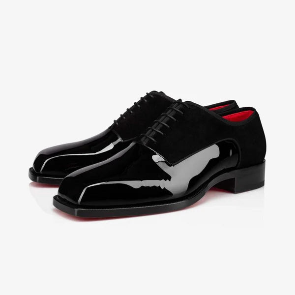 Black Patent and Suede Oxford with Square Toe