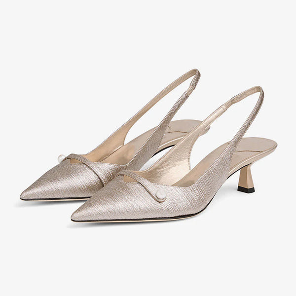Glitter Slingback Pearl Strap Pumps