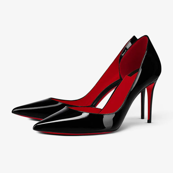 Arched Lines Pumps with Red Interior