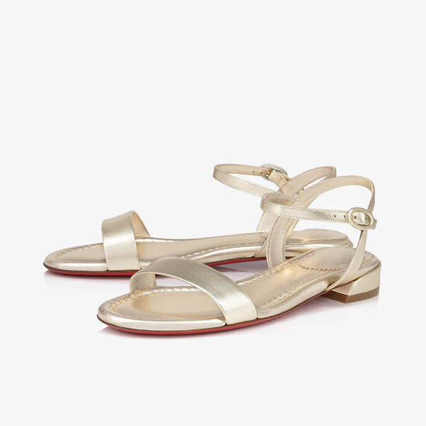 Sleek Platinum Laminated Leather Sandal