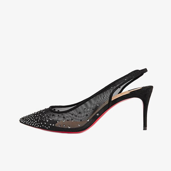 Crystal-Embellished Slingback Heel