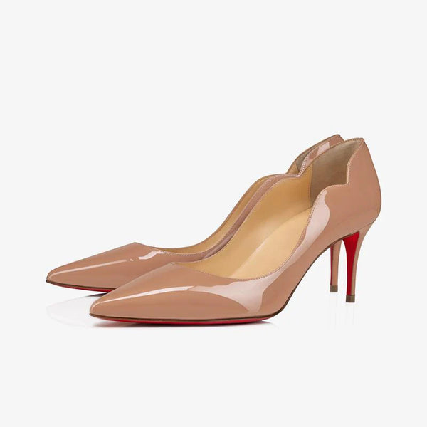 Unique Nude Patent Leather Pumps