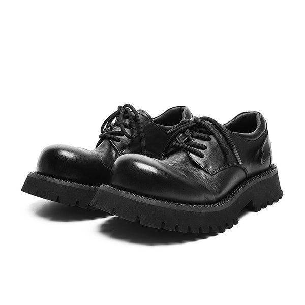 Men's British style round toe thick-soled derby shoes