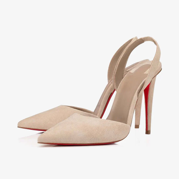 Coffee Suede Calfskin Slingback Pump