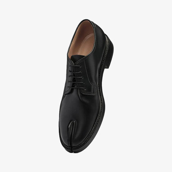 Durable Black Split-toe Laced Brogue Shoes