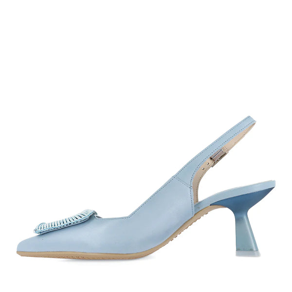 French chic square-toe woven buckle slingback flats