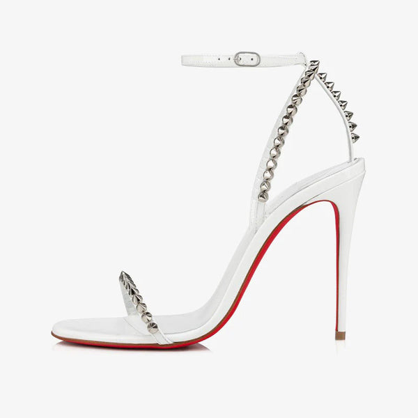 Striking White Patent Stiletto Sandals