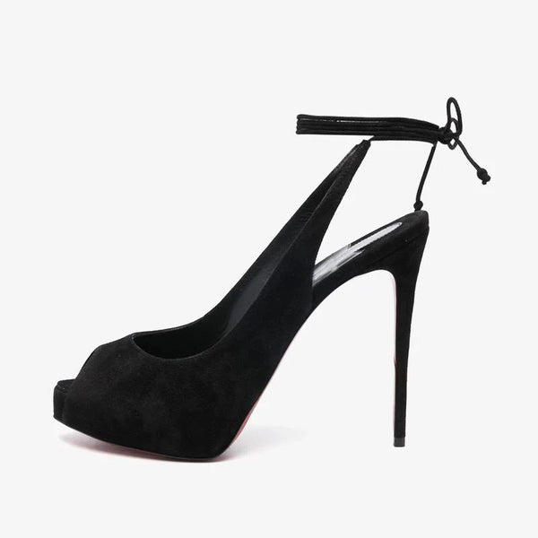 Suede Lace-Up Pumps with 120mm Heel