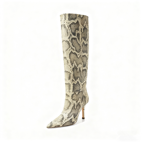 Women's Stiletto Snakeskin Leather Boots