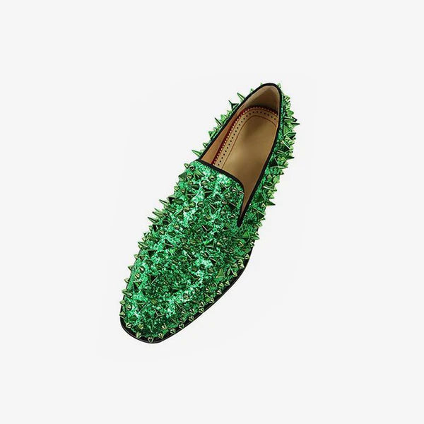 Mens Spike Loafers shoes Glitter